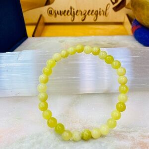 Handmade Lemon Jade Serpentine Gemstone Bead Bracelet 6mm